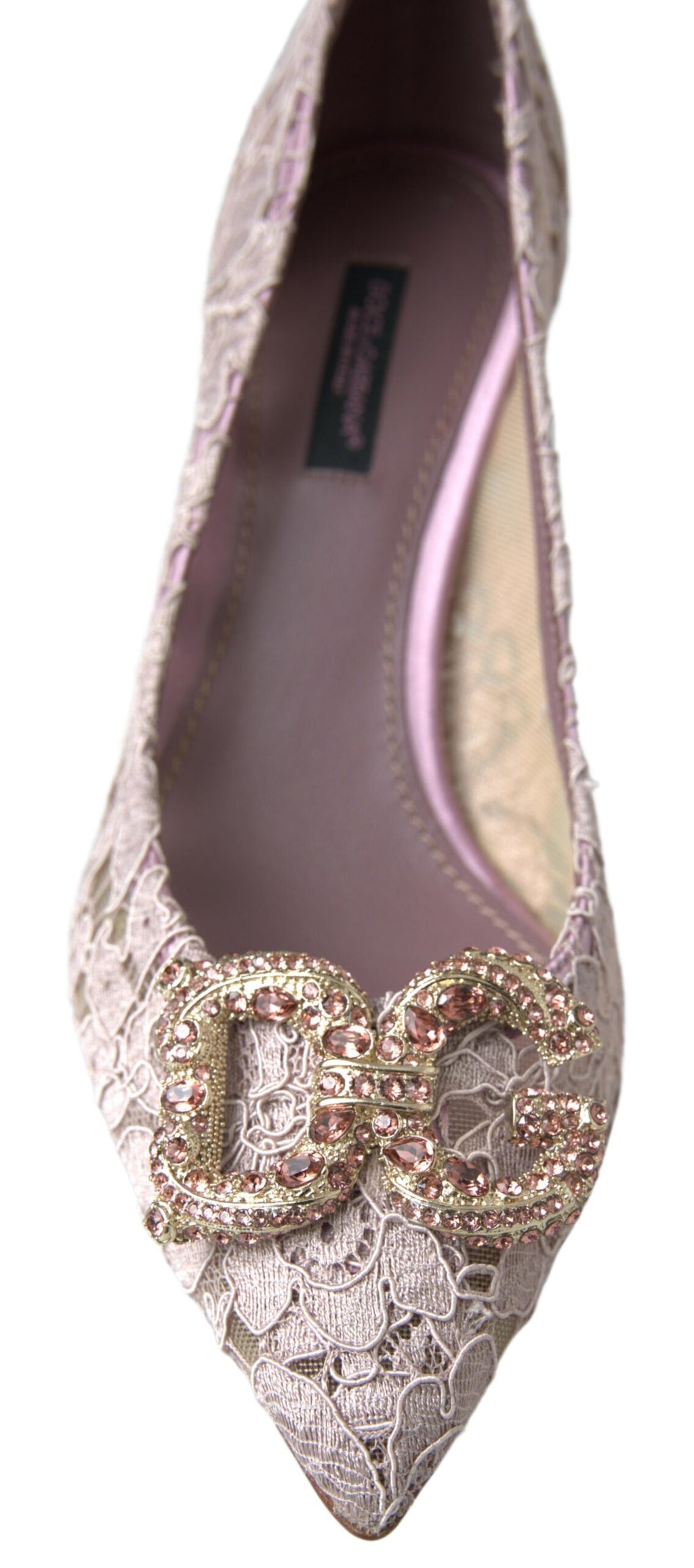 Dolce & Gabbana Rosa Floral Spitze DG Kristall Pumps Schuhe