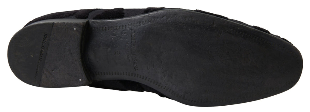 Dolce & Gabbana Schwarzer Brokat Loafers Formelle Schuhe