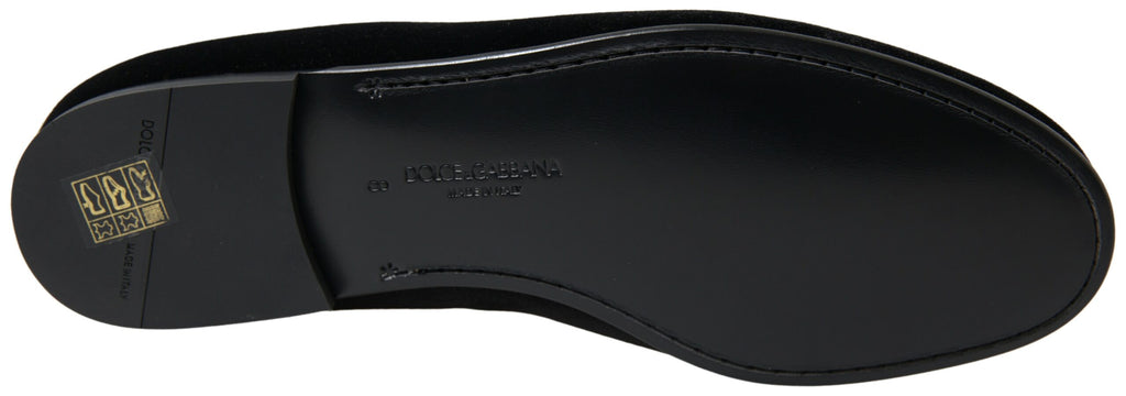 Dolce & Gabbana Schwarzer Samt Loafers Formelle Schuhe