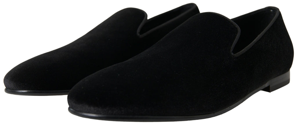 Dolce & Gabbana Schwarzer Samt Loafers Formelle Schuhe