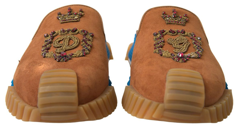 Dolce & Gabbana Brown Suede Crown Logo NS1 Slide Sandals