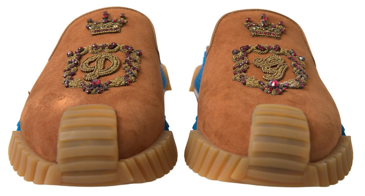 Dolce & Gabbana Brown Suede Crown Logo NS1 Slide Sandals