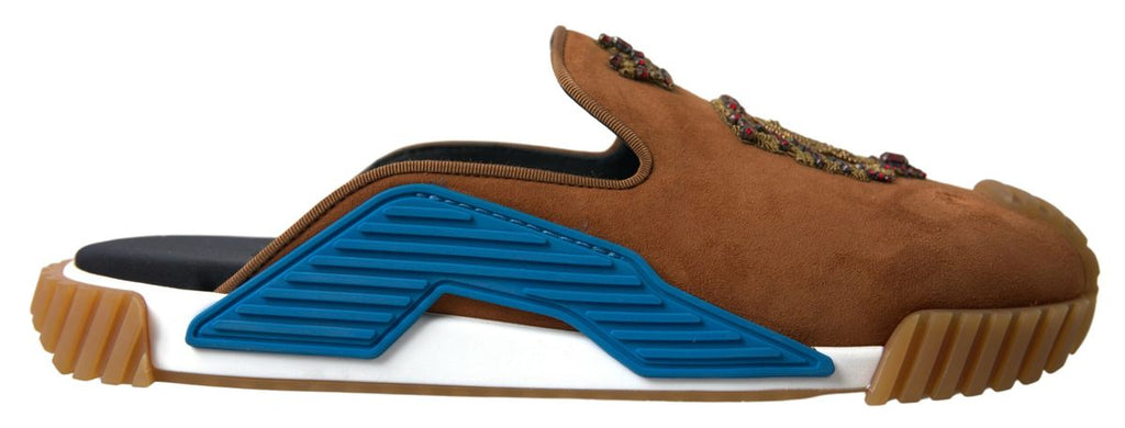 Dolce & Gabbana Brown Suede Crown Logo NS1 Slide Sandals