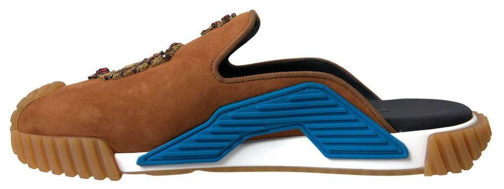 Dolce & Gabbana Brown Suede Crown Logo NS1 Slide Sandals