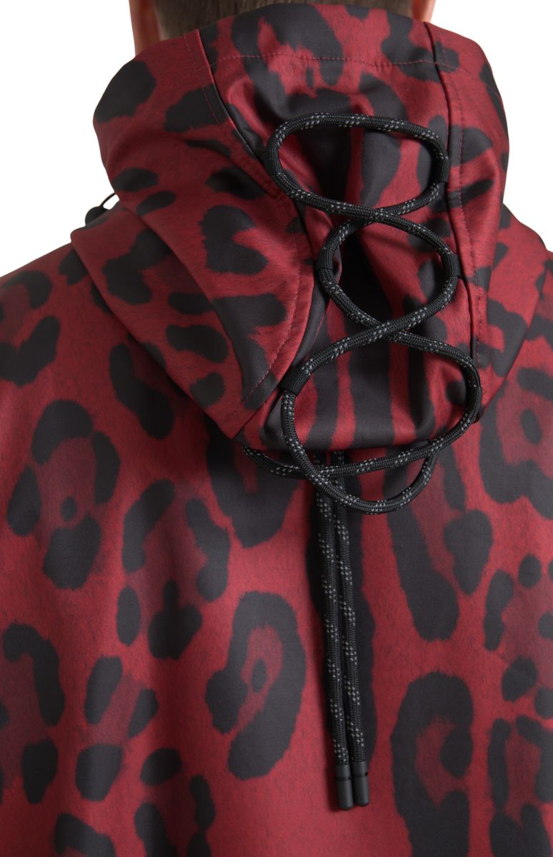 Dolce & Gabbana Red Leopard Hooded Raincoat Jacket