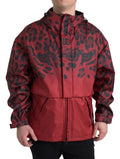 Dolce & Gabbana Red Leopard Hooded Raincoat Jacket