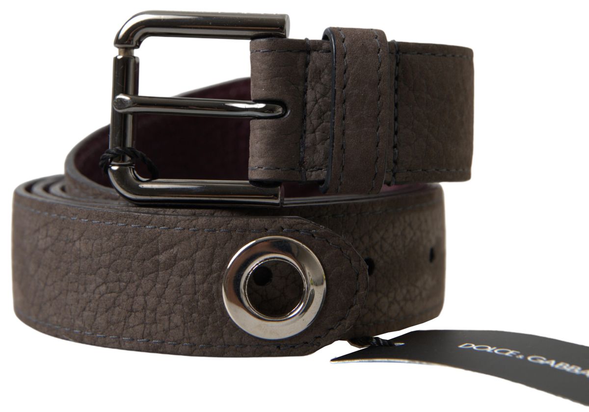 Dolce & Gabbana Brown Leather Metal Buckle Men's Belt