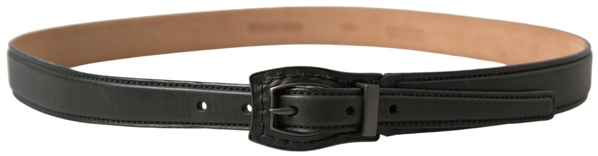 Ermanno Scervino Cintura Black Leather Belt with Metal Buckle