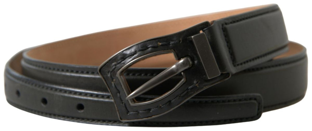 Ermanno Scervino Cintura Black Leather Belt with Metal Buckle