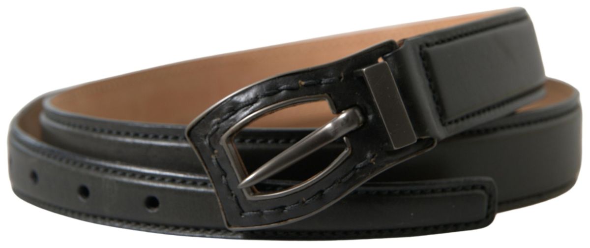 Ermanno Scervino Cintura Black Leather Belt with Metal Buckle