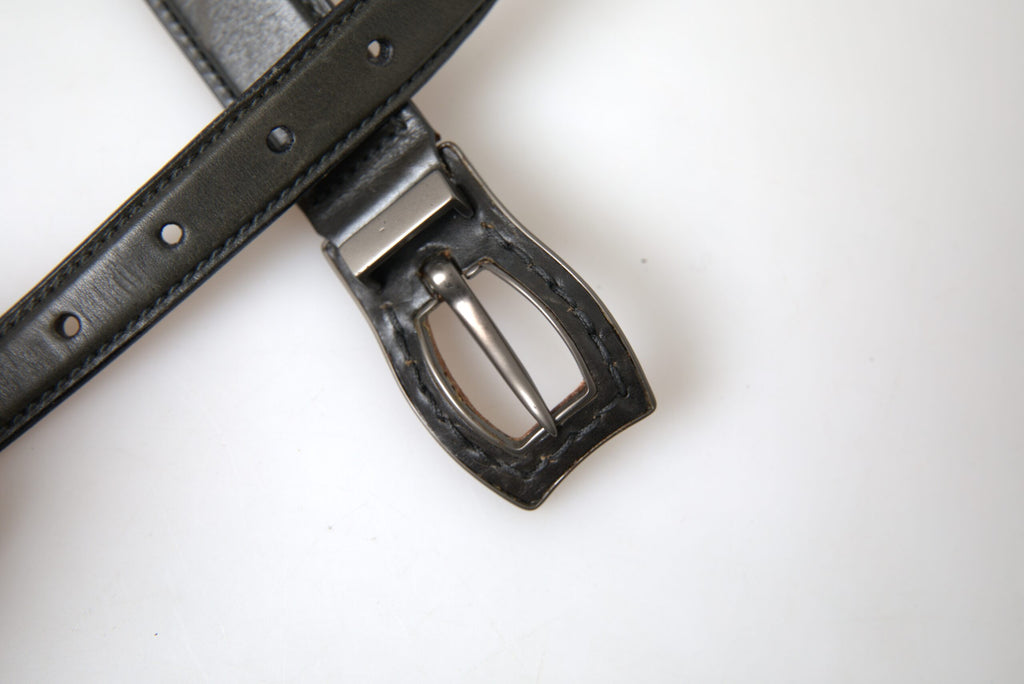 Ermanno Scervino Cintura Black Leather Belt with Metal Buckle