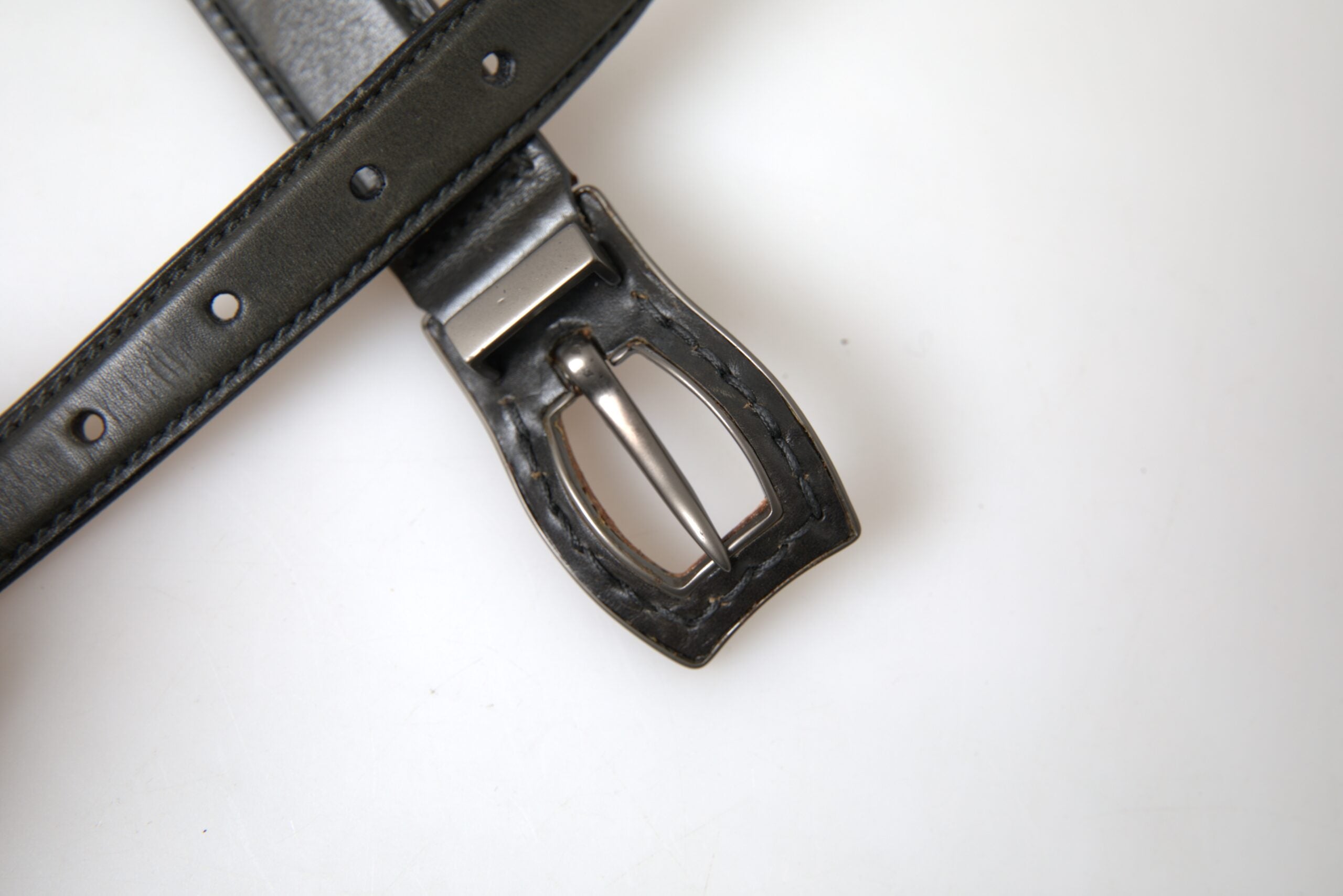 Ermanno Scervino Cintura Black Leather Belt with Metal Buckle
