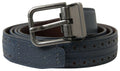 Dolce & Gabbana Blue Leather Belt with Perforated Metal Buckle