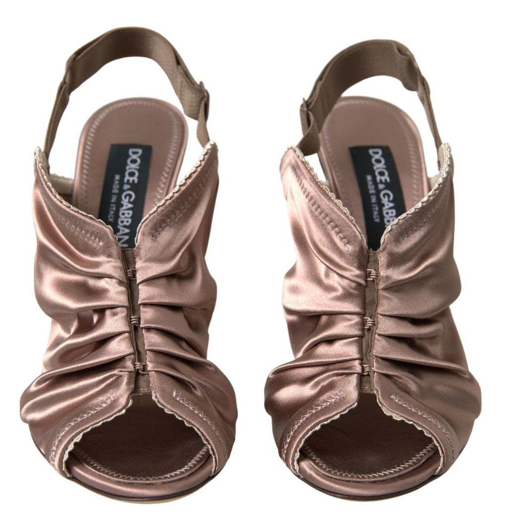 Dolce & Gabbana Hellbraune Slingback Stöckelschuhe mit Korsettverschluss