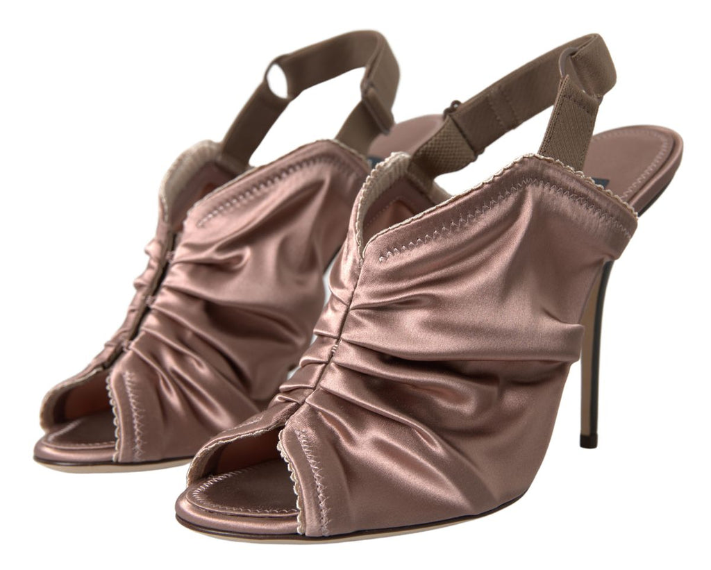 Dolce & Gabbana Hellbraune Slingback Stöckelschuhe mit Korsettverschluss
