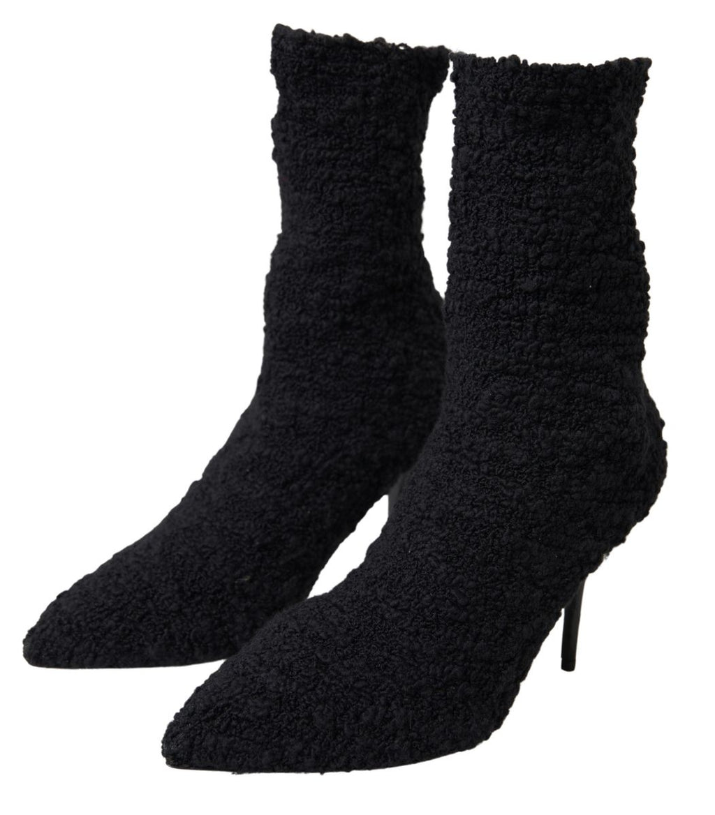 Dolce & Gabbana Black Stiletto Heel Mid-Calf Boots