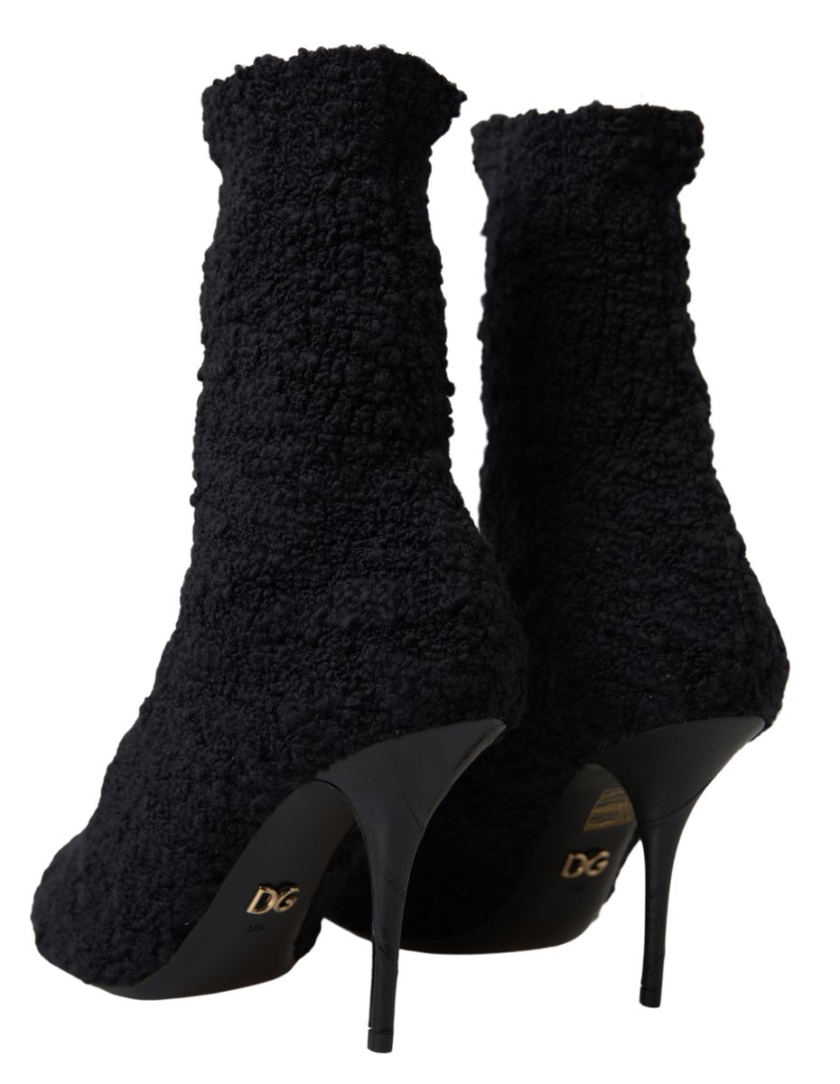 Dolce & Gabbana Black Stiletto Heel Mid-Calf Boots