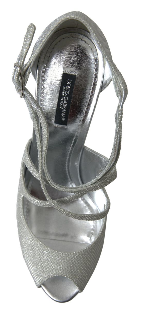 Dolce & Gabbana Silver Shimmer Sandals Heels Pumps Shoes