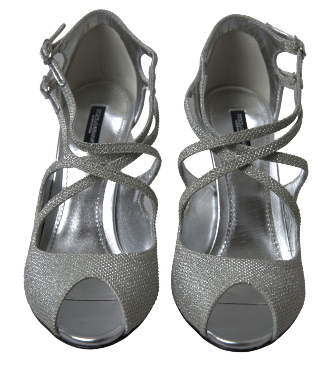 Dolce & Gabbana Silver Shimmer Sandals Heels Pumps Shoes