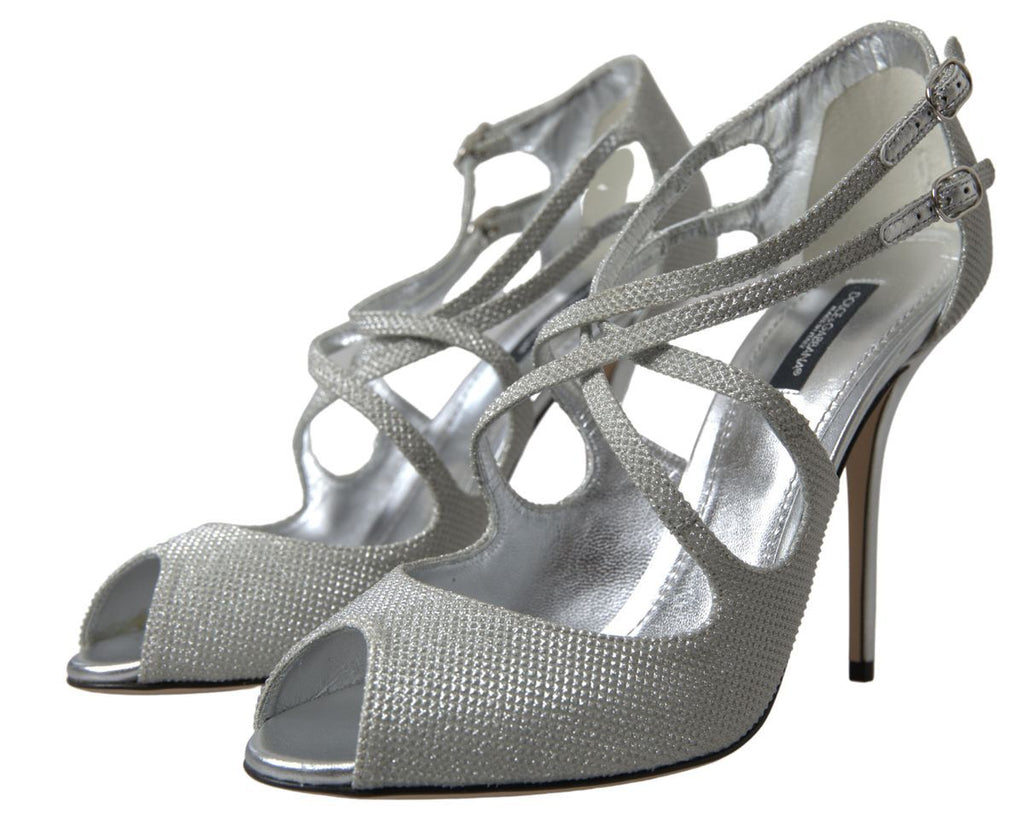 Dolce & Gabbana Silver Shimmer Sandals Heels Pumps Shoes