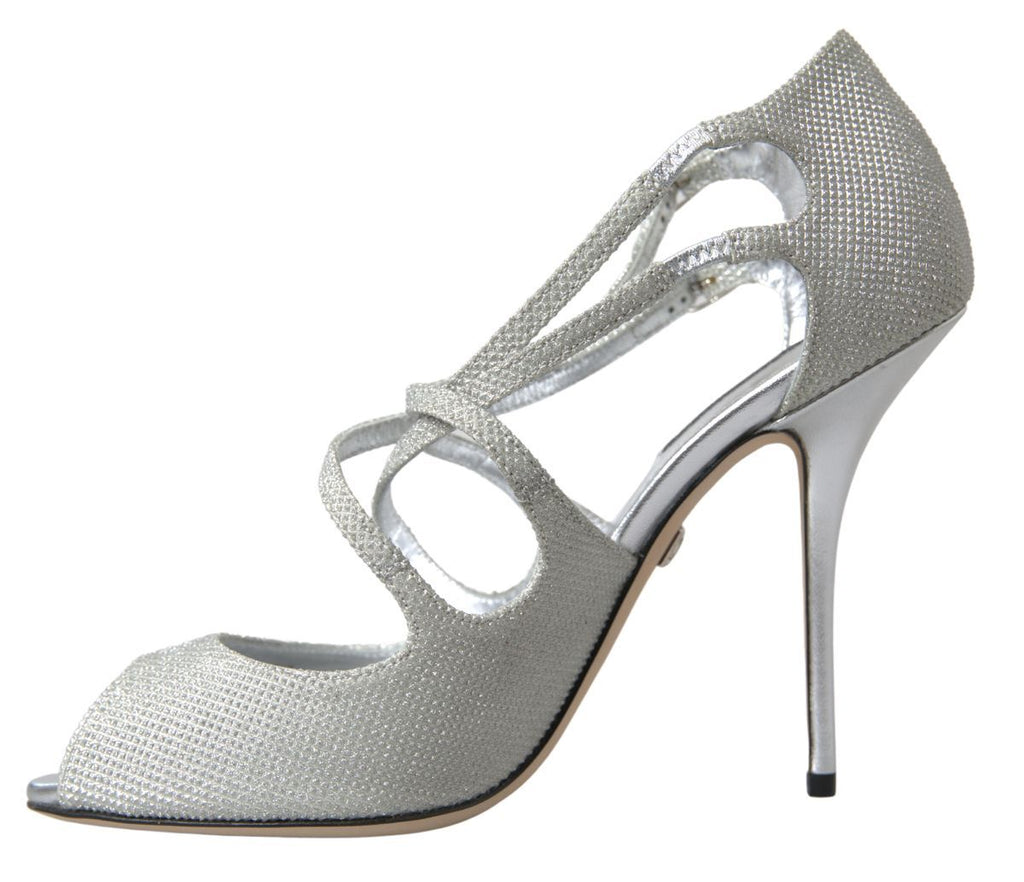 Dolce & Gabbana Silver Shimmer Sandals Heels Pumps Shoes
