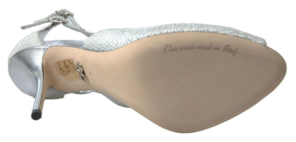 Dolce & Gabbana Silver Shimmer Sandals Heels Pumps Shoes