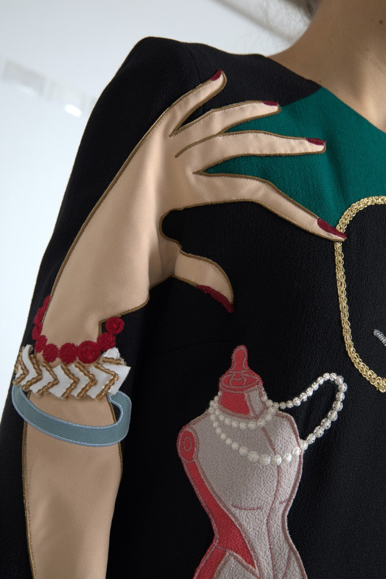 Dolce & Gabbana Multicolor Long-Sleeve A-Line Maxi Dress