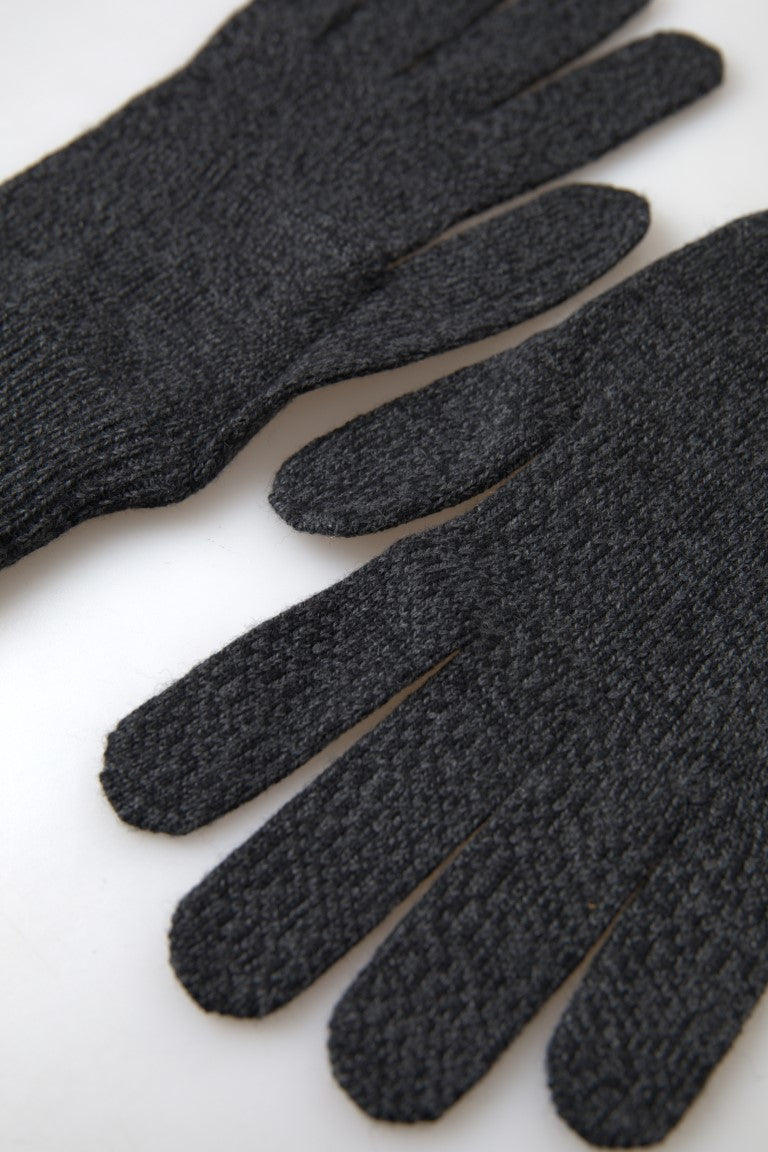 Dolce & Gabbana Grey Virgin Wool Knit Mittens Men's Gloves