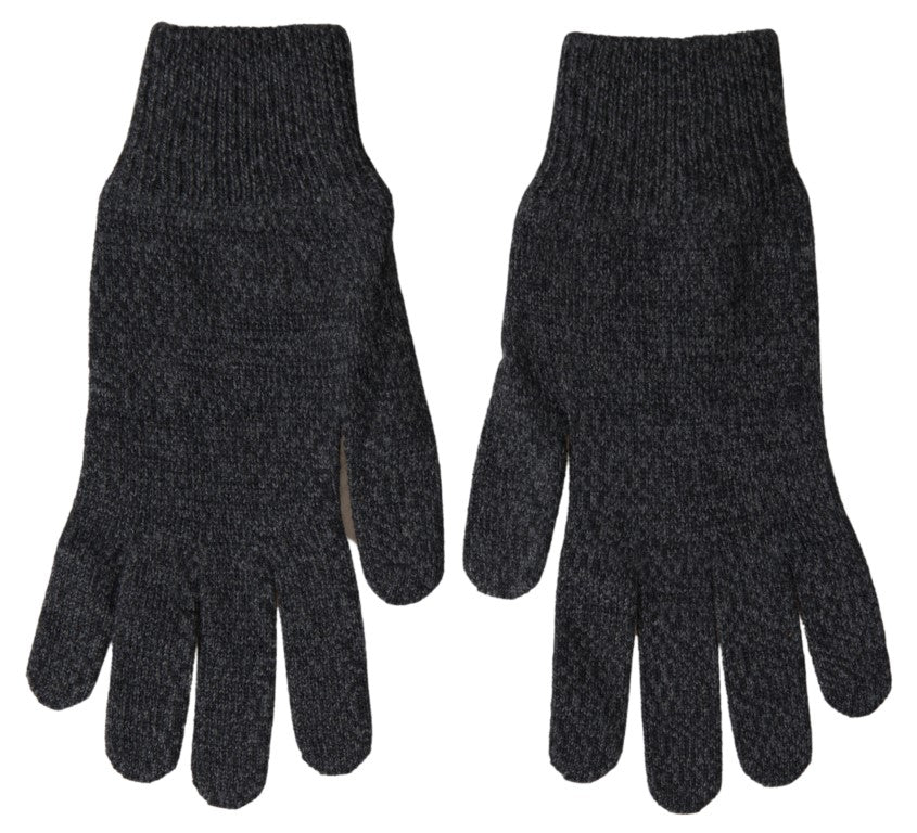 Dolce & Gabbana Grey Virgin Wool Knit Mittens Men's Gloves