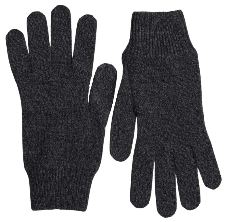 Dolce & Gabbana Grey Virgin Wool Knit Mittens Men's Gloves