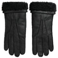 Dolce & Gabbana Schwarzes Leder Fell Kurze Hände Fäustlinge Männer Handschuhe
