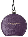 Dolce & Gabbana Purple Calfskin Round Hand Mirror Holder