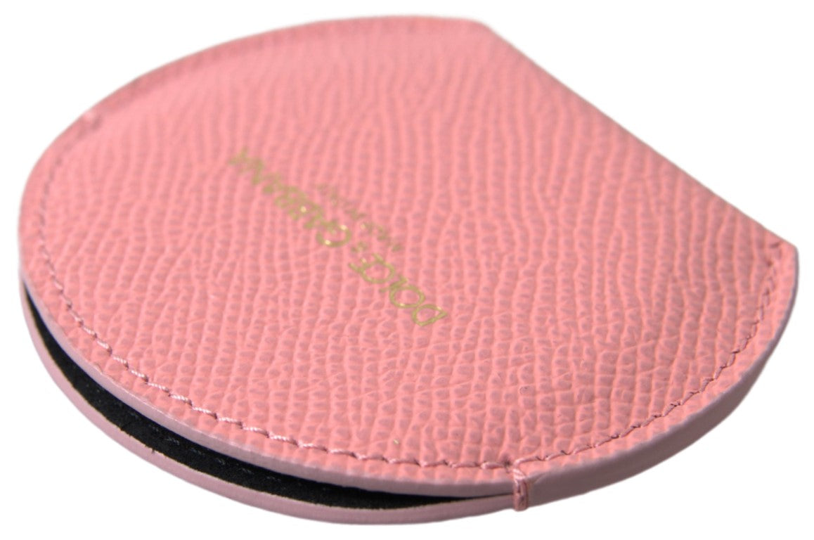 Dolce & Gabbana Pink Calfskin Round Hand Mirror Case