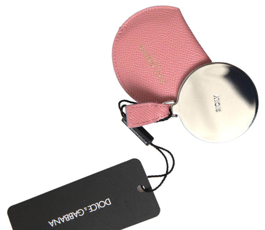 Dolce & Gabbana Pink Calfskin Round Hand Mirror Case