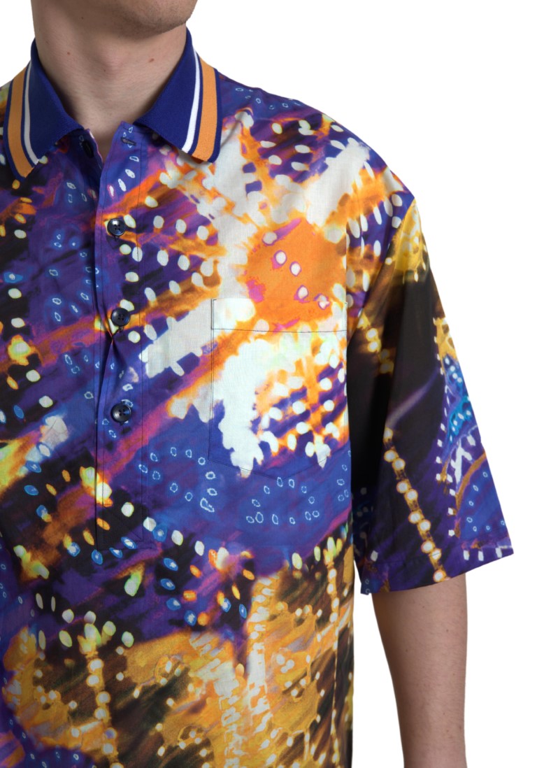 Dolce & Gabbana Luminaire Print Cotton Polo Top Men's Shirt