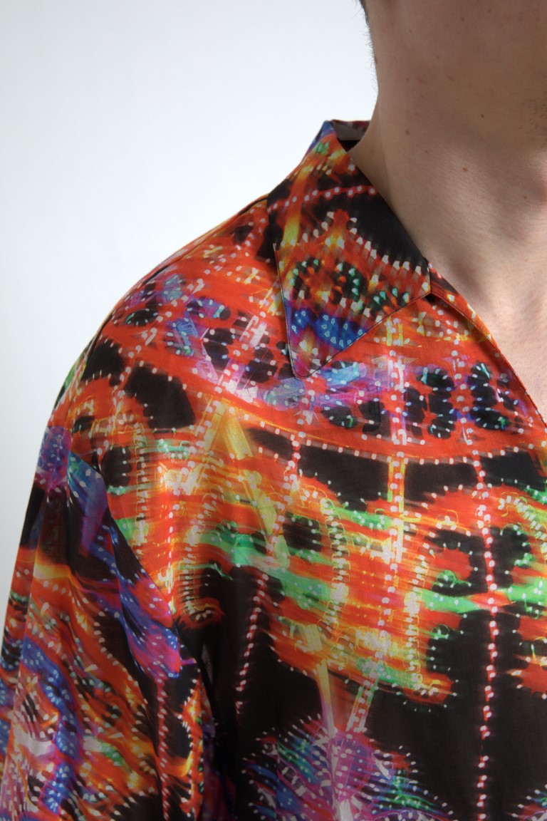 Dolce & Gabbana Multicolor Luminarie Print Men's Cotton Shirt