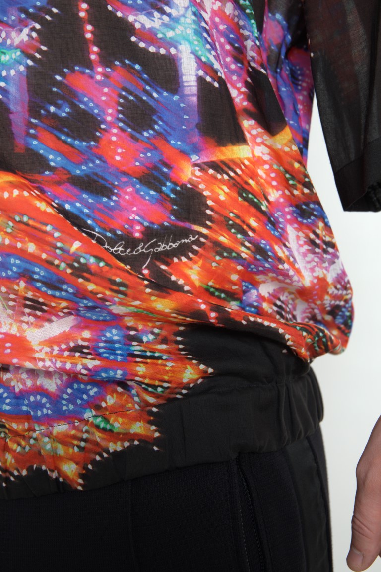 Dolce & Gabbana Multicolor Luminarie Print Men's Cotton Shirt