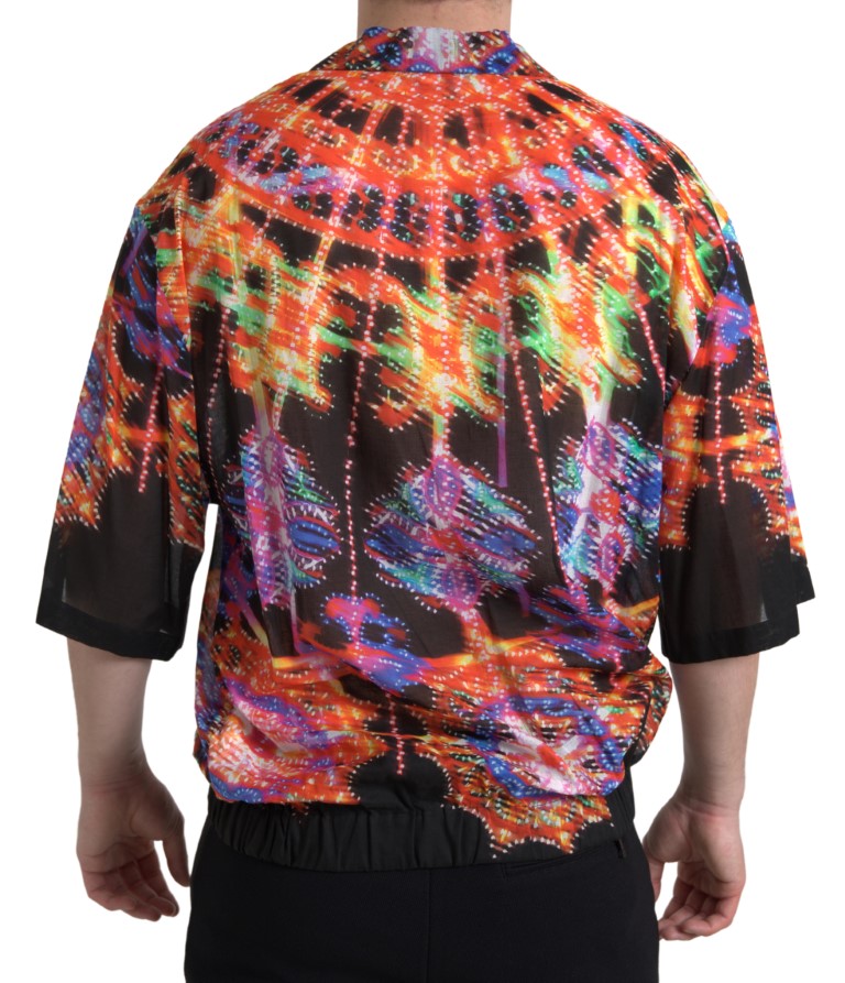 Dolce & Gabbana Multicolor Luminarie Print Men's Cotton Shirt