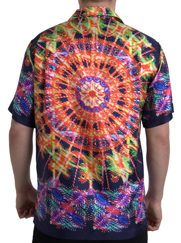 Dolce & Gabbana Multicolor Luminarie Print Men's Silk Shirt