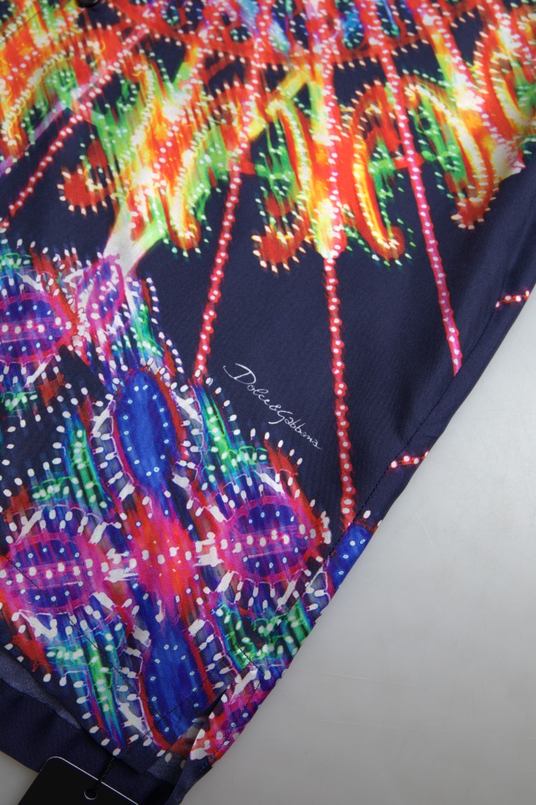 Dolce & Gabbana Multicolor Luminarie Print Men's Silk Shirt