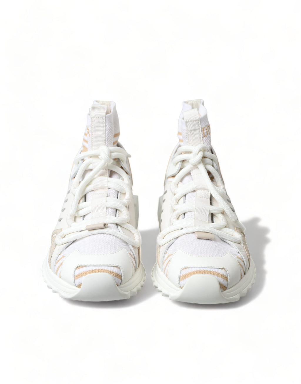 Dolce & Gabbana White Beige Sorrento Sock Sneakers Shoes