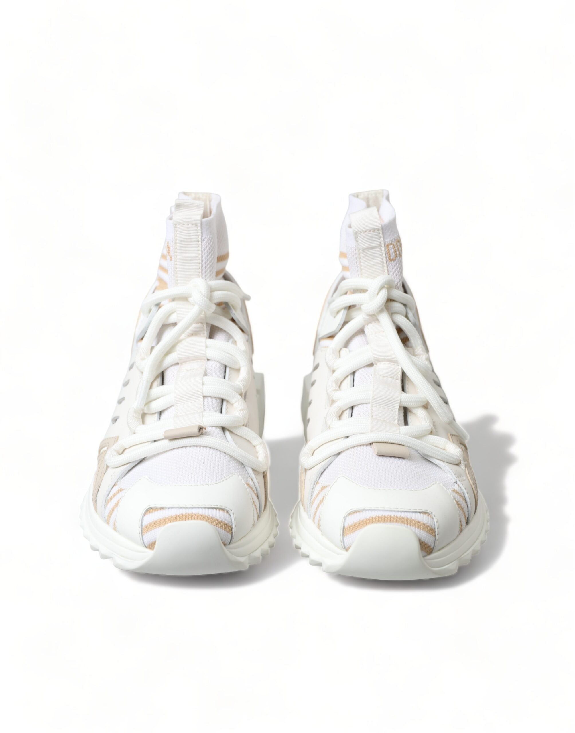 Dolce & Gabbana White Beige Sorrento Sock Sneakers Shoes