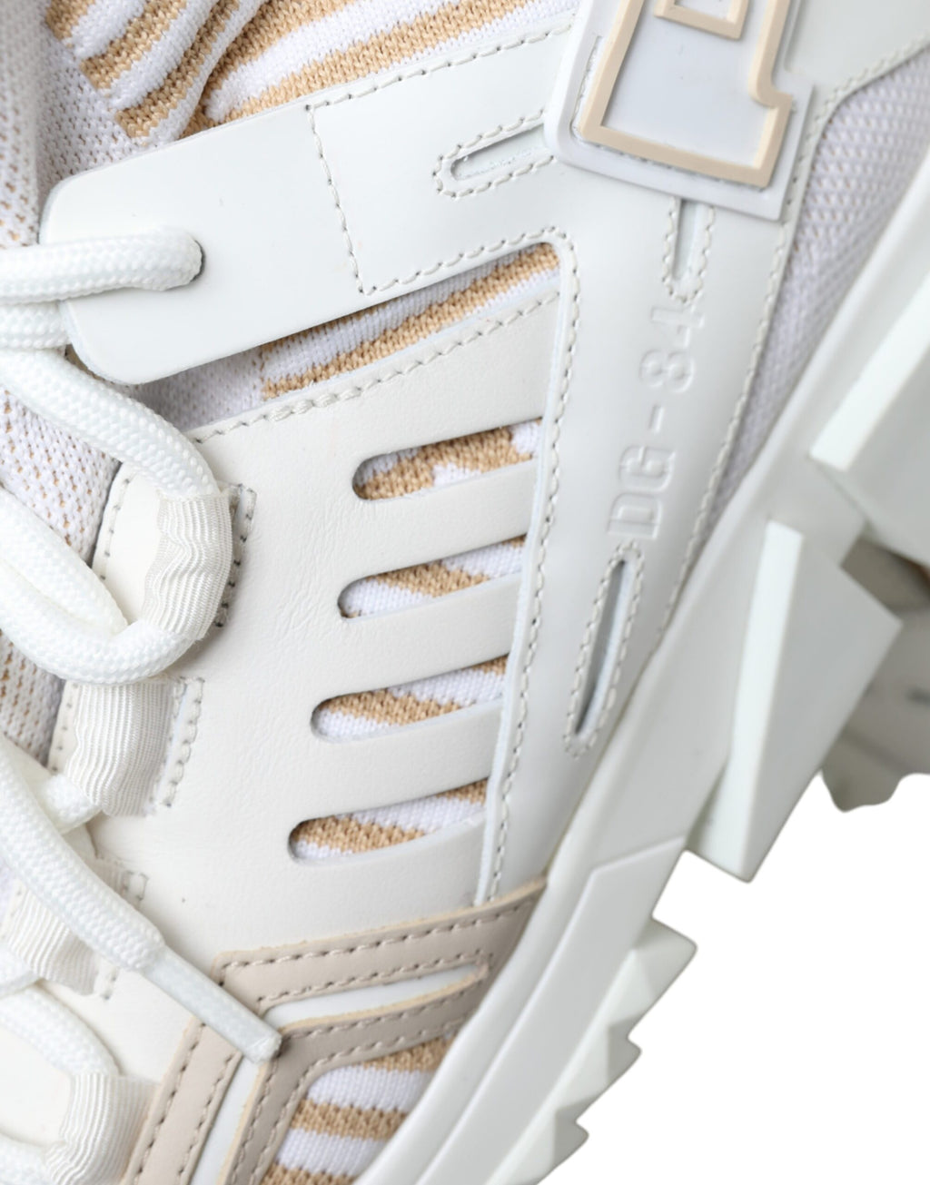 Dolce & Gabbana Weiß Beige Sorrento Socken Sneakers Schuhe