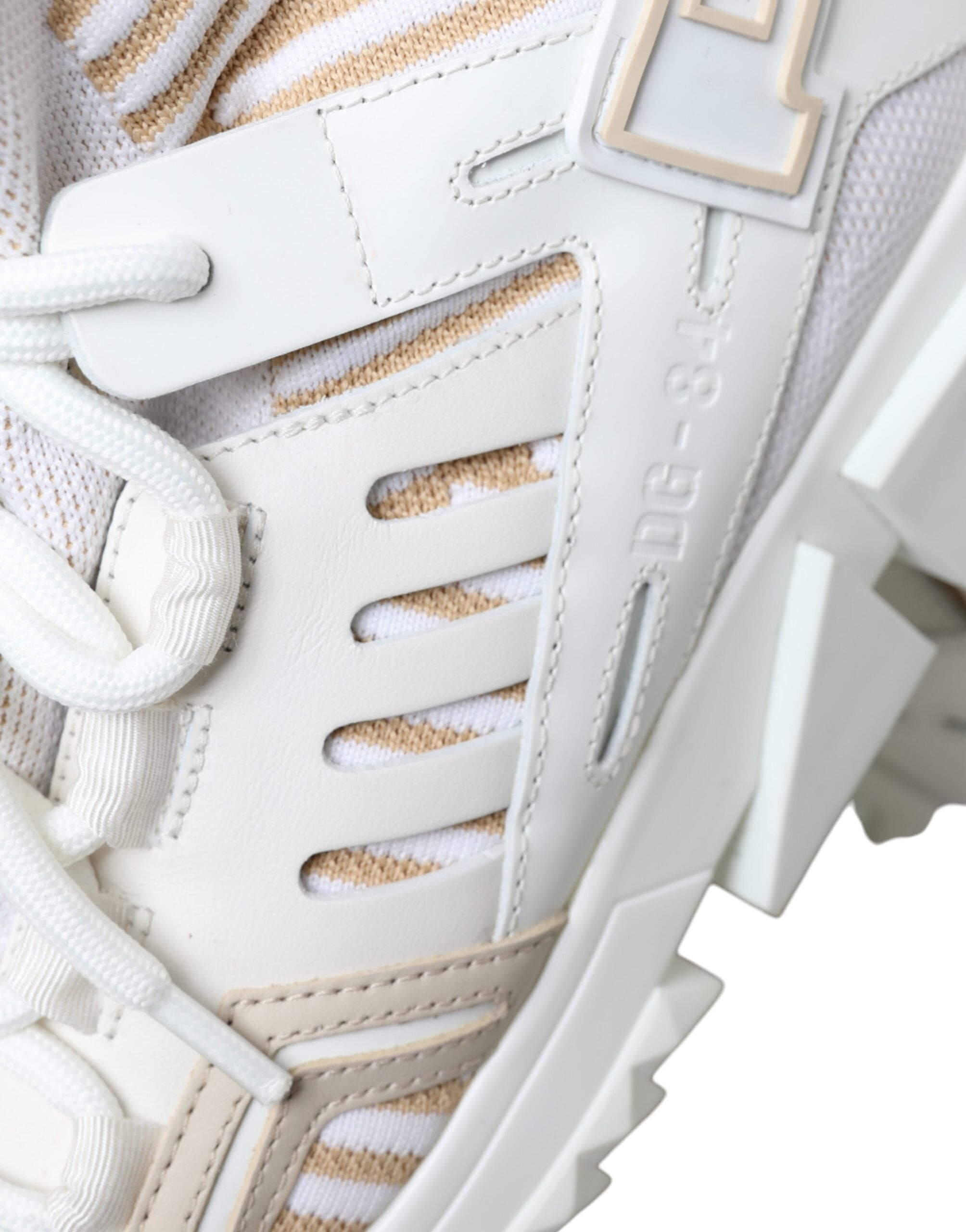 Dolce & Gabbana Weiß Beige Sorrento Socken Sneakers Schuhe
