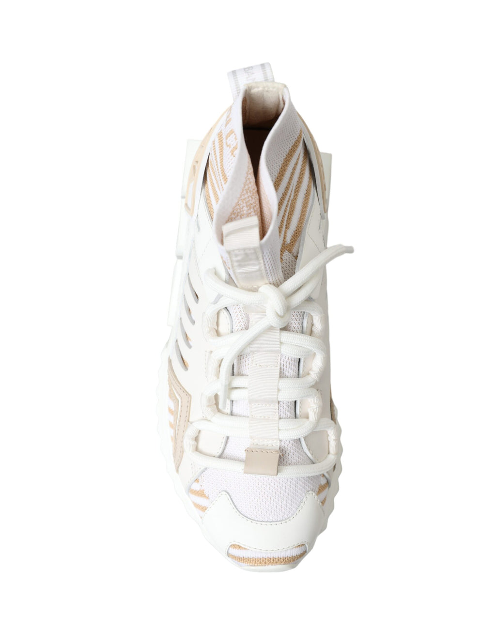 Dolce & Gabbana White Beige Sorrento Sock Sneakers Shoes
