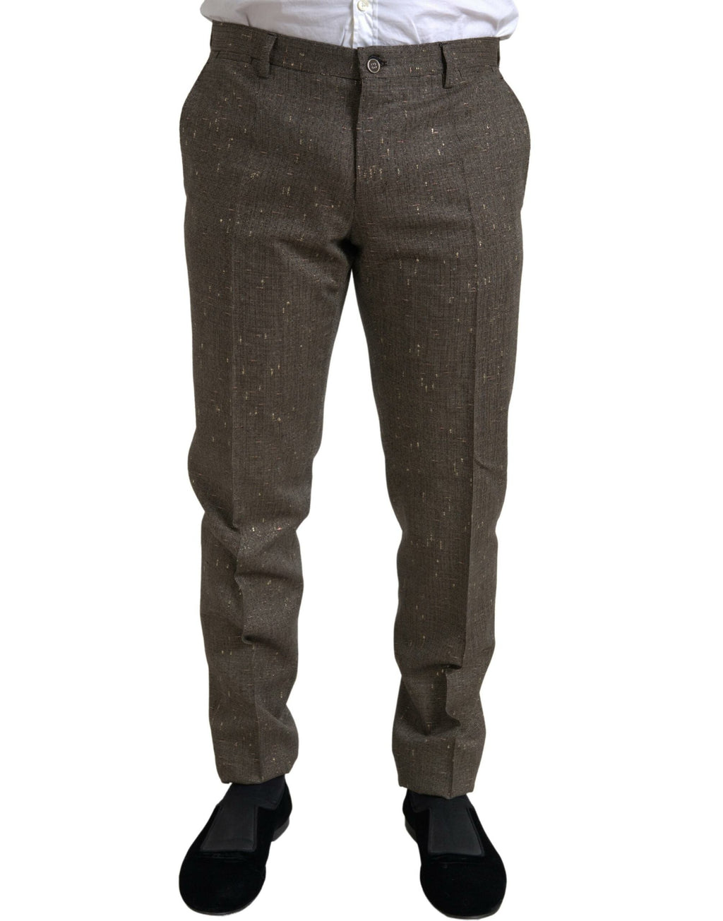Dolce & Gabbana Brown Wool Dress Skinny Men's Trousers