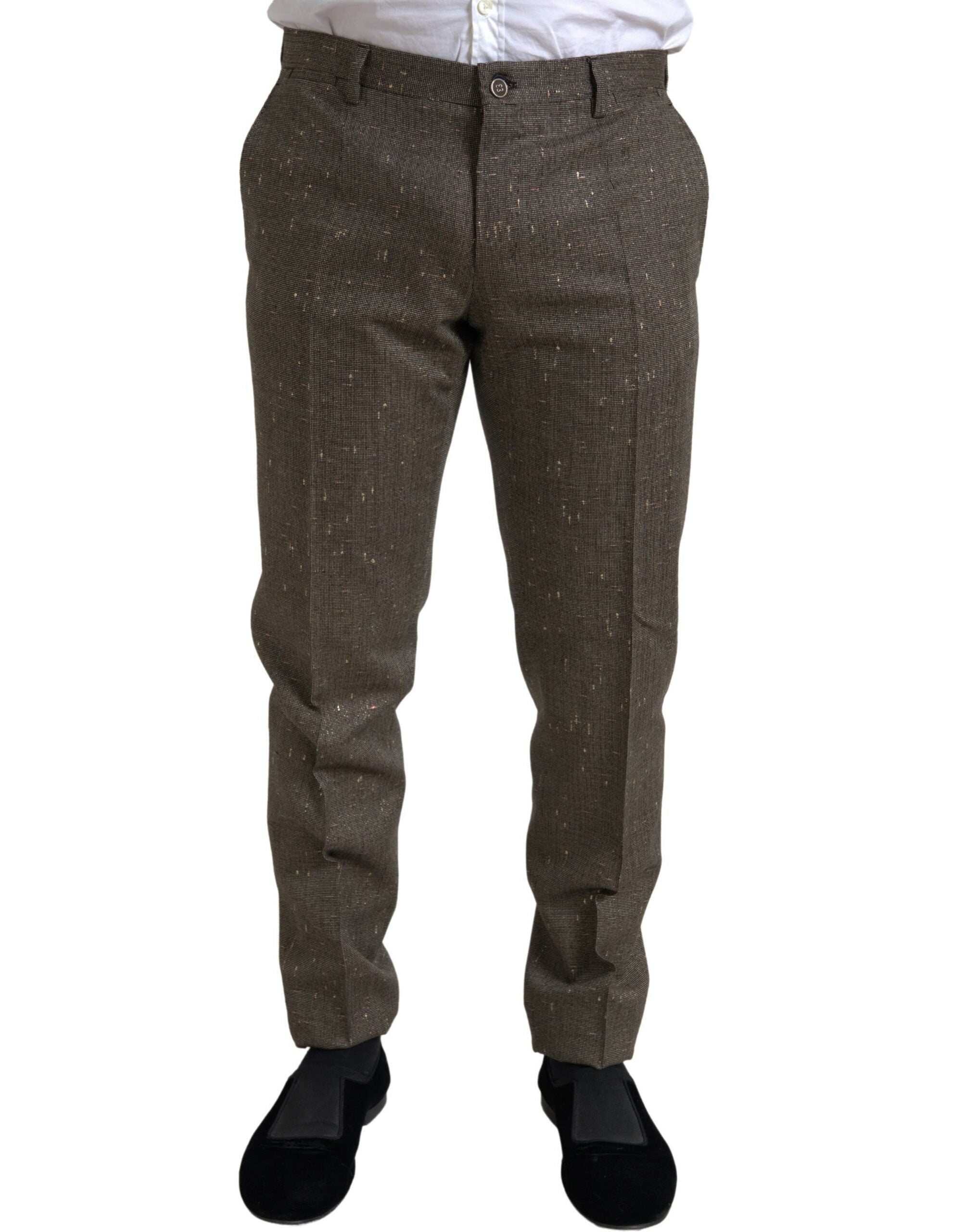 Dolce & Gabbana Brown Wool Dress Skinny Men's Trousers