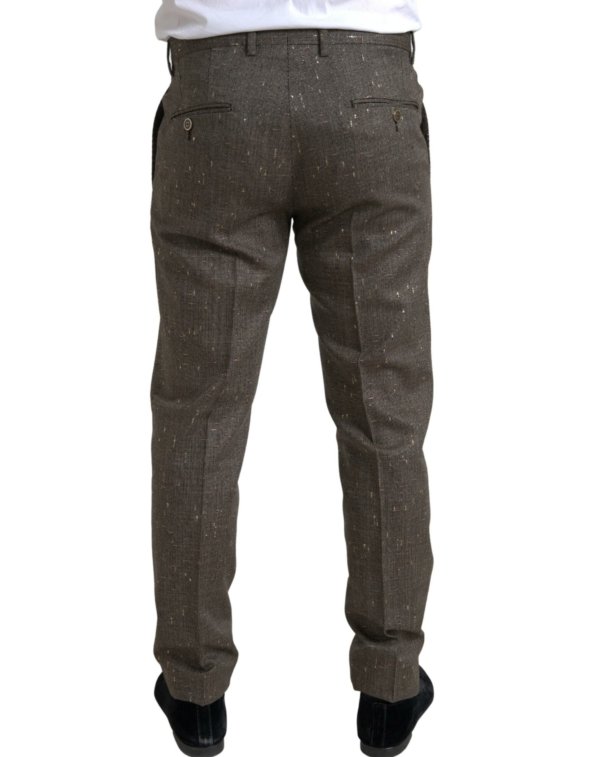 Dolce & Gabbana Brown Wool Dress Skinny Men's Trousers