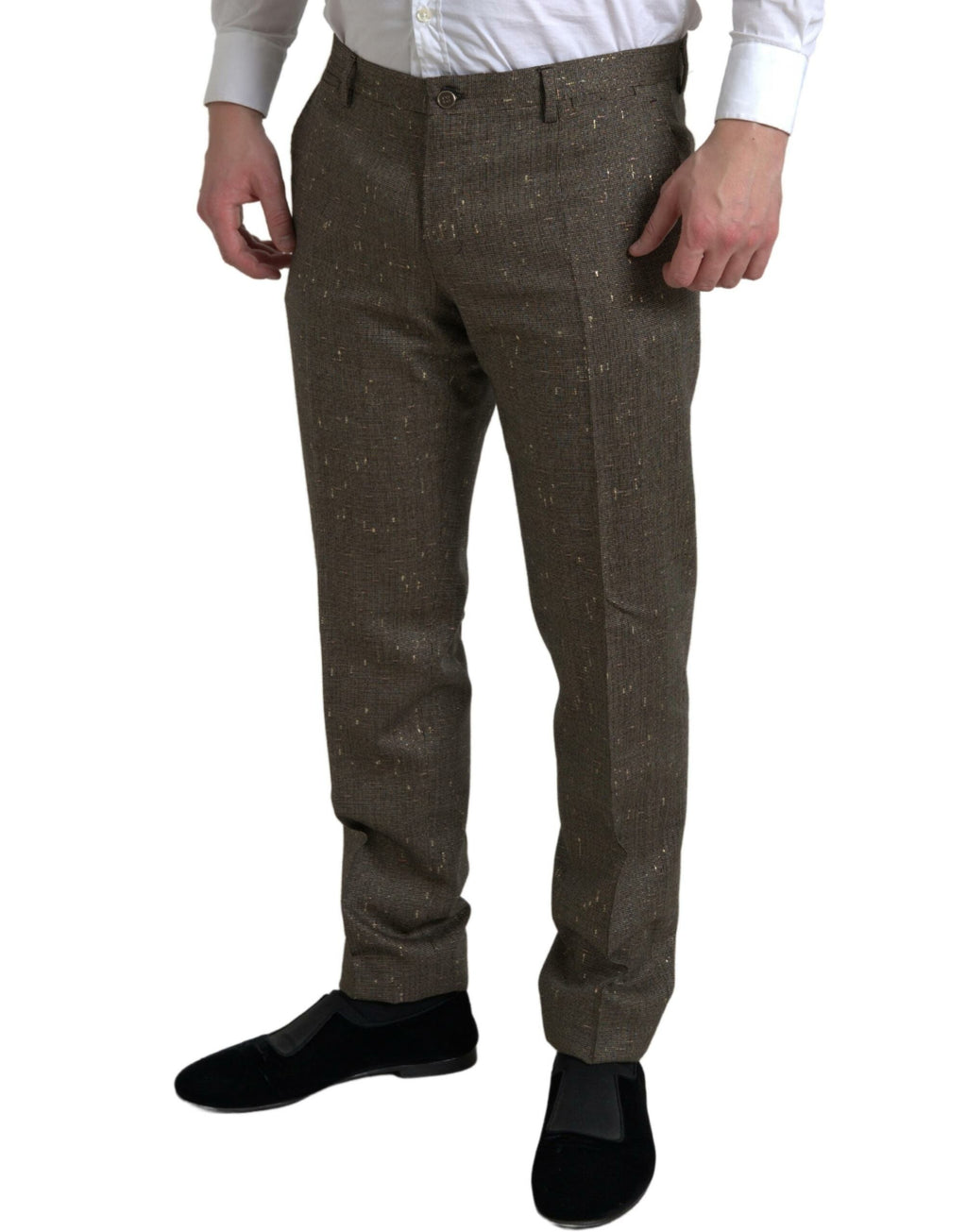 Dolce & Gabbana Brown Wool Dress Skinny Men's Trousers