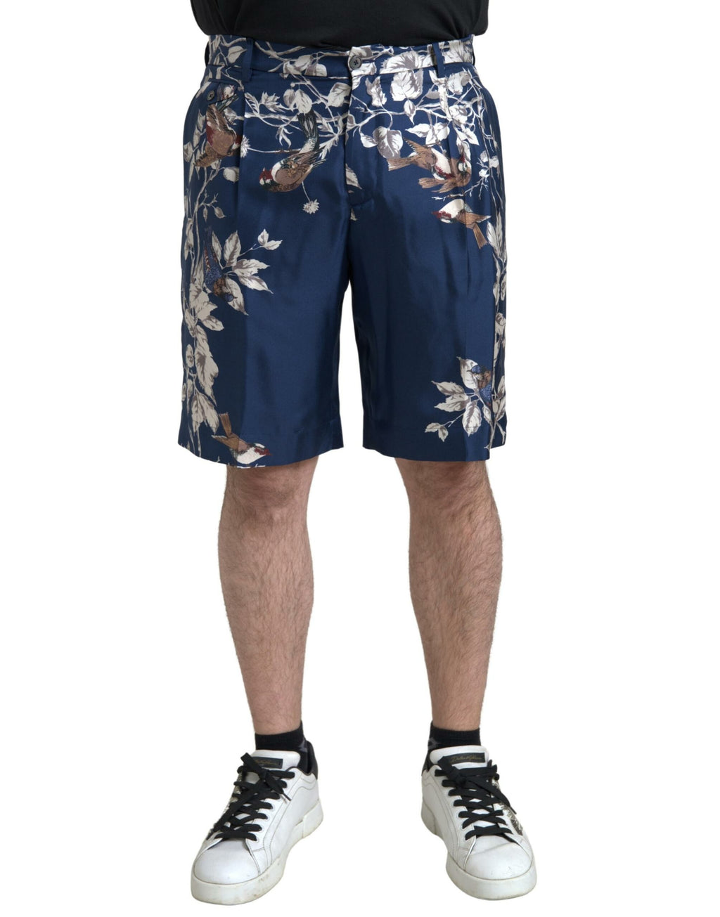 Dolce & Gabbana Men's Blue Silk Floral Print Bermuda Shorts